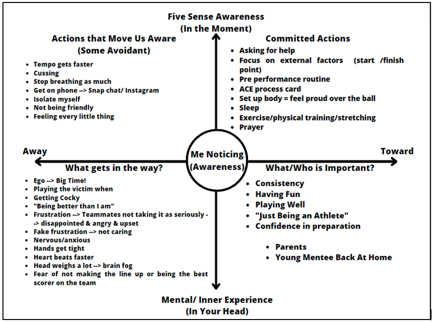 Example ACT Matrix from a Collegiate Golfer