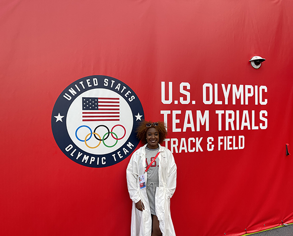Breigh Jones-Coplin poses for a photo at the Olympic trials in Eugene.